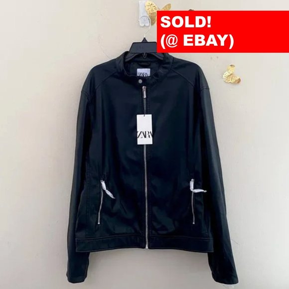 Zara Other - ZARA | Black Vegan Leather Bomber Jacket Size US XL Men